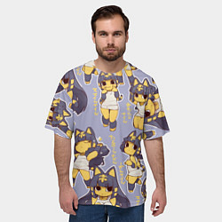 Футболка оверсайз мужская Анкха желтая египетская девушка кошка, цвет: 3D-принт — фото 2