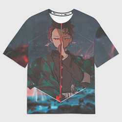 Футболка оверсайз мужская Клинок рассекающий демонов Tanjirou Kamado, цвет: 3D-принт