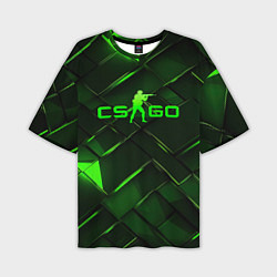 Мужская футболка оверсайз CSGO green abstract elements