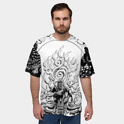 Футболка оверсайз мужская Бенимару Шинмон - Пламенная бригада, цвет: 3D-принт — фото 2