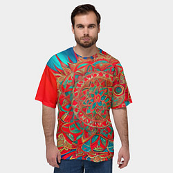 Футболка оверсайз мужская Узор подсолнух, цвет: 3D-принт — фото 2