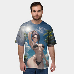 Футболка оверсайз мужская Девушка в купальник на море, цвет: 3D-принт — фото 2