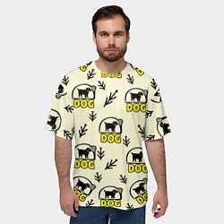 Футболка оверсайз мужская Дог силуэт собаки и веточка, цвет: 3D-принт — фото 2