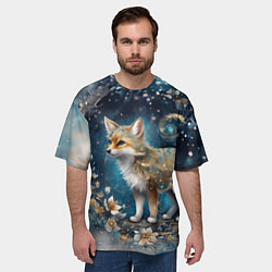 Футболка оверсайз мужская Абстрактный лисенок с золотистой шёрсткой, цвет: 3D-принт — фото 2