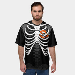 Футболка оверсайз мужская Скелет: ребра с лисой, цвет: 3D-принт — фото 2