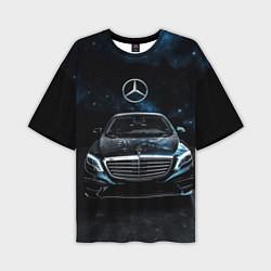 Мужская футболка оверсайз Mercedes Benz space background