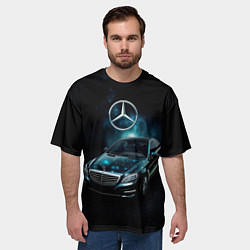 Футболка оверсайз мужская Mercedes Benz dark style, цвет: 3D-принт — фото 2