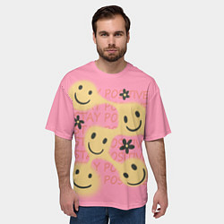 Футболка оверсайз мужская Stay positive smiley, цвет: 3D-принт — фото 2