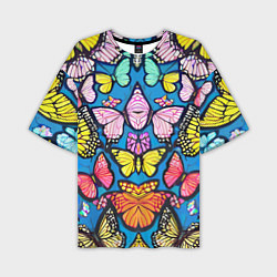Мужская футболка оверсайз Зеркальный паттерн из бабочек - мода