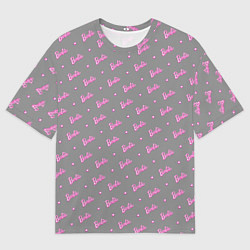Футболка оверсайз мужская Паттерн - Барби и серый фон, цвет: 3D-принт