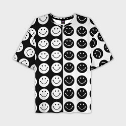 Мужская футболка оверсайз Smiley black and white