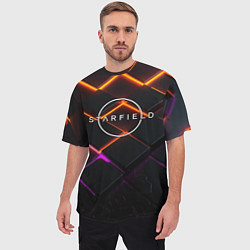 Футболка оверсайз мужская Starfield logo orange abstract, цвет: 3D-принт — фото 2