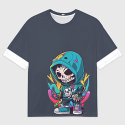 Мужская футболка оверсайз Граффити скелет