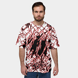 Футболка оверсайз мужская Кибернетическая клякса Красная, цвет: 3D-принт — фото 2