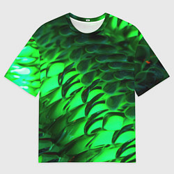 Мужская футболка оверсайз Зеленая объемная текстура