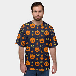 Футболка оверсайз мужская Хэллоуин - узор, цвет: 3D-принт — фото 2