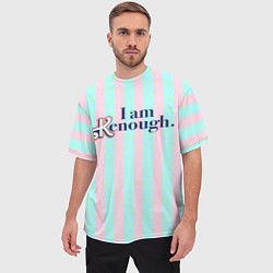 Футболка оверсайз мужская I am Kenough - фраза и костюм Кена в полоску, цвет: 3D-принт — фото 2