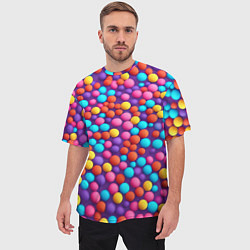 Футболка оверсайз мужская Паттерн разноцветные шарики - нейросеть, цвет: 3D-принт — фото 2