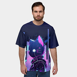 Футболка оверсайз мужская Фантомный кот, цвет: 3D-принт — фото 2