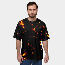 Футболка оверсайз мужская Разлетающиеся искры пламени, цвет: 3D-принт — фото 2
