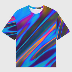 Мужская футболка оверсайз Глитч галограмма радужная