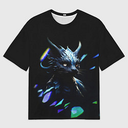 Мужская футболка оверсайз Кот дракон