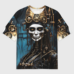 Мужская футболка оверсайз Девушка киборг в стиле стимпанк и киберпанк