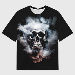 Мужская футболка оверсайз Металлический череп в дыму