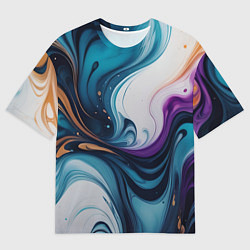 Мужская футболка оверсайз Жидкий цветной узор - нейросеть