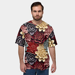 Футболка оверсайз мужская Объёмные цветы суккулента, цвет: 3D-принт — фото 2
