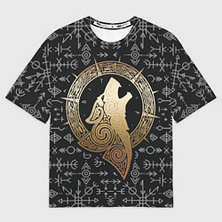 Футболка оверсайз мужская Тотемное животное - голова волка, цвет: 3D-принт