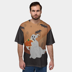 Футболка оверсайз мужская Приведение со злой тыквой, цвет: 3D-принт — фото 2