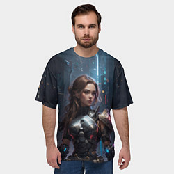 Футболка оверсайз мужская Девушка-десантница, цвет: 3D-принт — фото 2