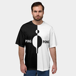 Футболка оверсайз мужская Ping-Pong черно-белое, цвет: 3D-принт — фото 2