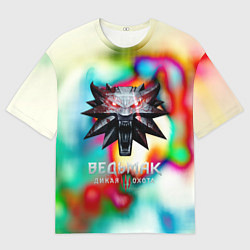 Футболка оверсайз мужская Ведьмак школа волка, цвет: 3D-принт