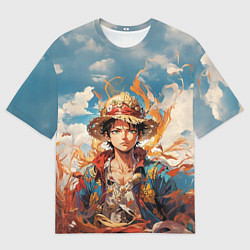 Футболка оверсайз мужская Луффи в соломенной шляпе, цвет: 3D-принт