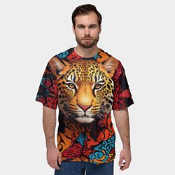 Футболка оверсайз мужская Леопард с африканскими узорами, цвет: 3D-принт — фото 2