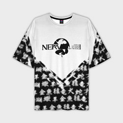 Мужская футболка оверсайз Евангелион логотип Nerv anime