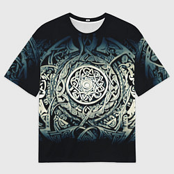 Мужская футболка оверсайз Орнамент и руны скандинавских викингов