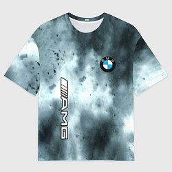 Футболка оверсайз мужская Bmw смок текстура, цвет: 3D-принт
