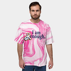 Футболка оверсайз мужская I am kenough - розовые разводы краски, цвет: 3D-принт — фото 2