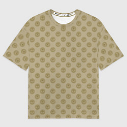 Футболка оверсайз мужская Паттерн глаз с растительным орнаментом на бежевом, цвет: 3D-принт