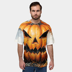 Футболка оверсайз мужская Оскал тыквы, цвет: 3D-принт — фото 2