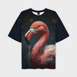 Мужская футболка оверсайз Фламинго с каплями воды