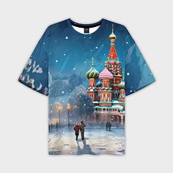 Футболка оверсайз мужская Новогодняя Москва, цвет: 3D-принт