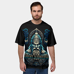 Футболка оверсайз мужская Славянский богатырь -викинг древней Руси, цвет: 3D-принт — фото 2
