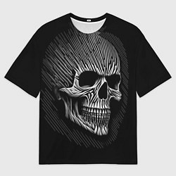 Футболка оверсайз мужская Череп нарисованный белыми штрихами, цвет: 3D-принт