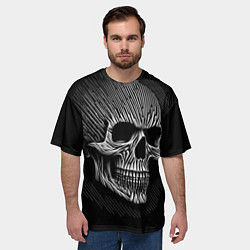 Футболка оверсайз мужская Череп нарисованный белыми штрихами, цвет: 3D-принт — фото 2