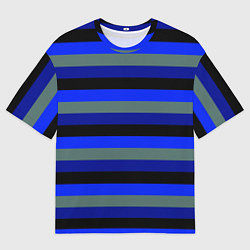Мужская футболка оверсайз Полосатый сине-чёрный