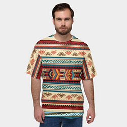 Футболка оверсайз мужская Этнический паттерн в горизонтальную полоску, цвет: 3D-принт — фото 2